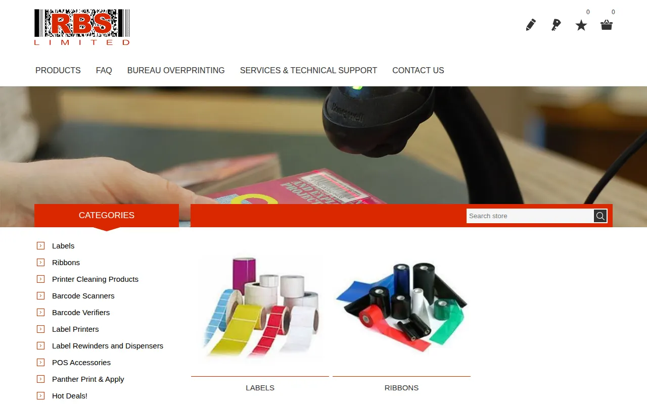 RBS labels, ribbons and barcode equipment online store